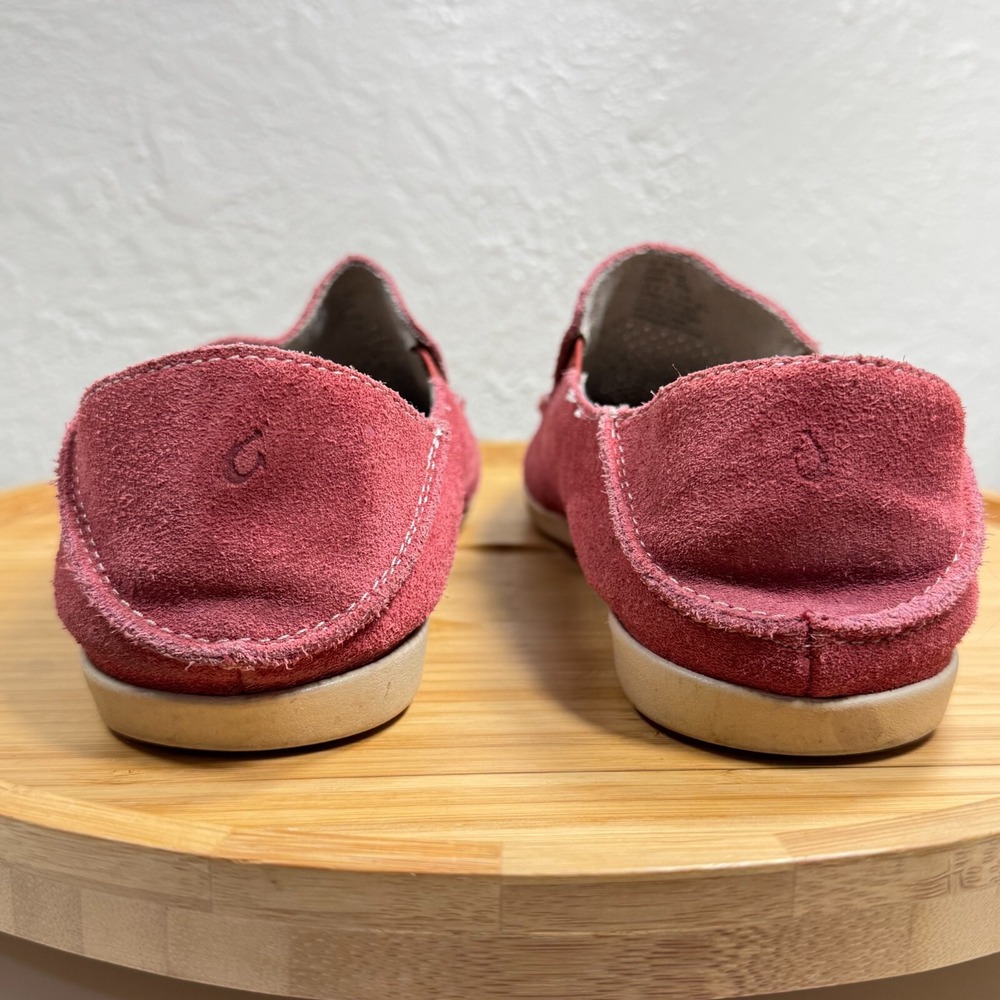 Olukai Nohea Perf Loafer 8.5 Maroon Suede Leather Slip On Perforated Foldable - Picture 7 of 9